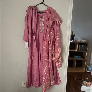 Kalki Fashion Pink Muslin Mirror Embroidered Anarkali Set